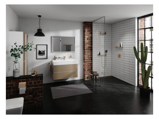 hansgrohe Handtuchhalter AddStoris Länge 445mm, zweiarmig, Wandmontage, Metall, brushed bronze