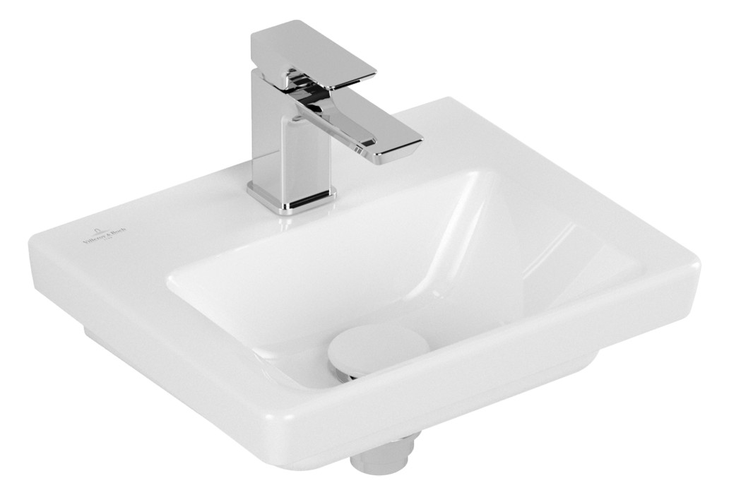 V&B Handwaschbecken Subway 3.0 37x30,5cm, eckig, mit Hahnloch/ohne Überlauf, weiß