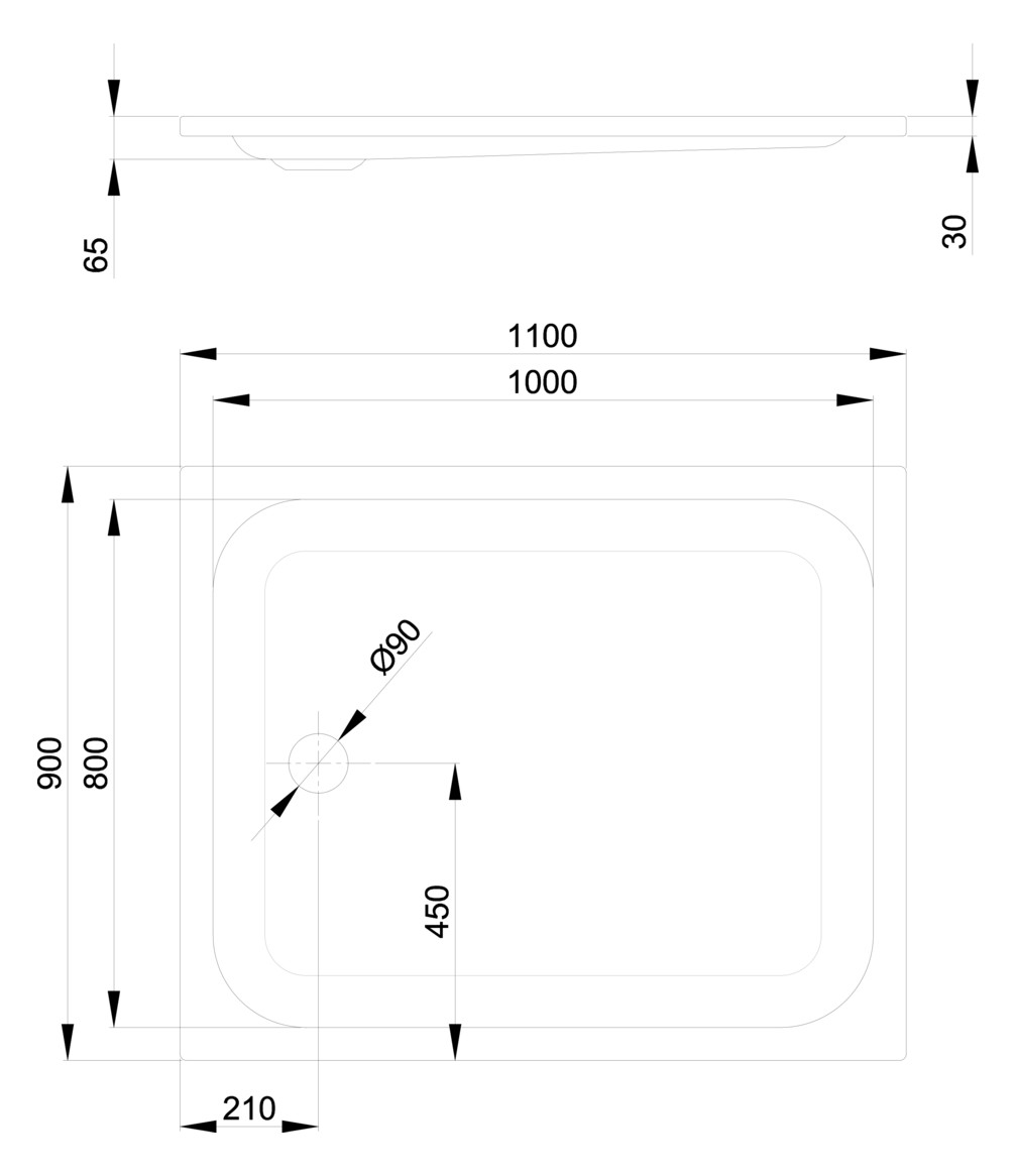 Duschwanne BetteSupra 8640 110x90x6,5cm, Antirutsch/Sense, weiß