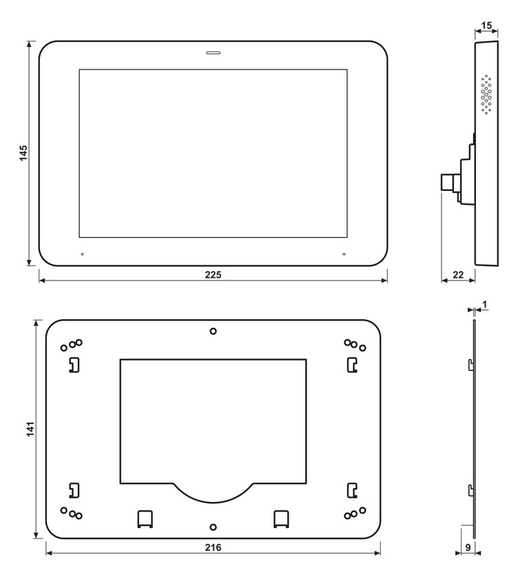 Melde/Bedientableau UP KNX sw Farbe Touch USB