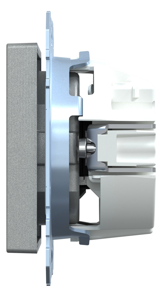 Steckdose 1f alu mt System M UP m.BS EDV Mit erhöhtem Berührungsschutz IP20