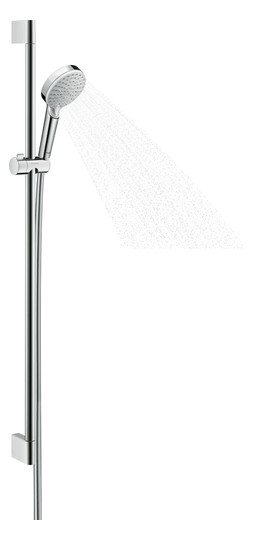 hansgrohe Brausesystem Crometta 959 mm Brausestange, weiß/chrom, Vario, mit Thermostat, 13,8 l/min