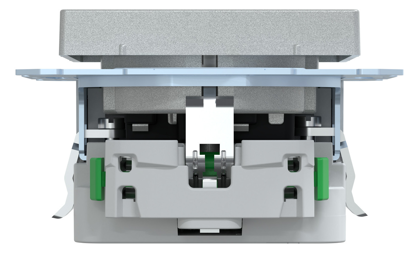 Steckdose 1f alu mt 2USB-A UP m.BS USB IP20 Mit erhöhtem Berührungsschutz