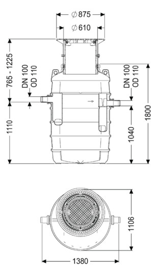 Kessel Fettabscheider EasyClean G NS 4, Klasse D, Einbautiefe 1055-1225mm