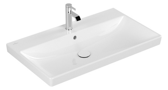 V&B Möbel-Waschtisch Avento 80 x 47 cm, Hahnloch, mit Überlauf, weiß