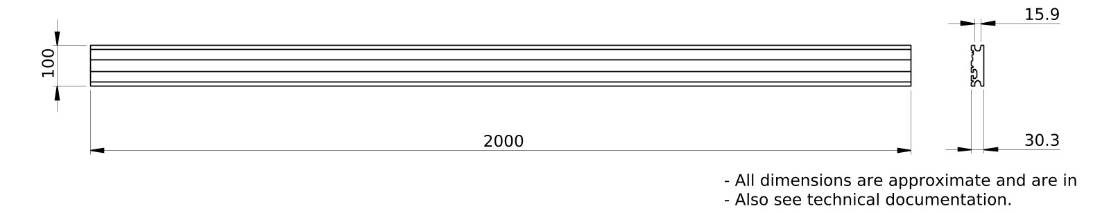 Sammelschiene 2500A Profil 2000x100x31mm
