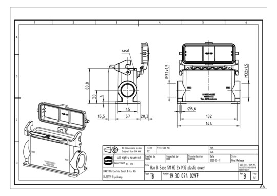 HART Sockelgehäuse 2xM32     19300240297 
