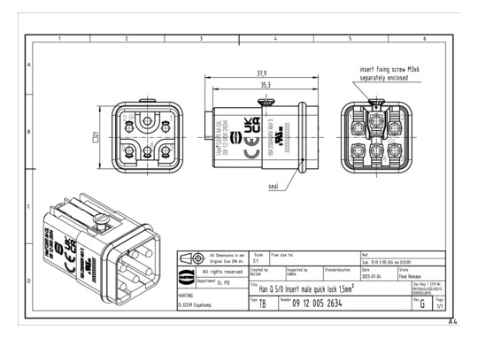HART Stifteinsatz Han Q5/0-  09120052634 
