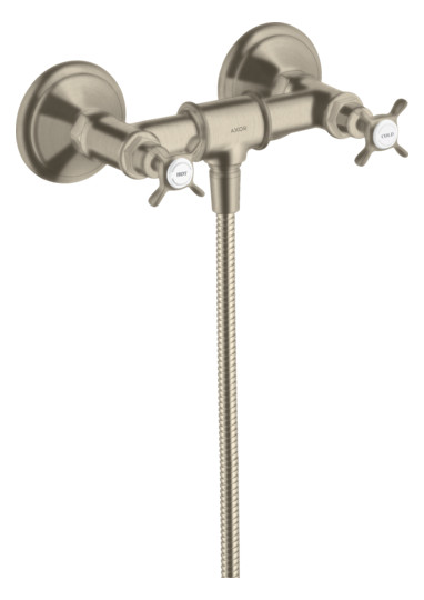 hansgrohe 2-Griff-Brause-Armatur Axor Montreux AP, 1 Verbraucher, mit Kreuzgriffen, brushed nickel