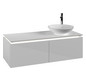 V&B Waschtischunterschrank Legato 120x38x50cm, Waschtisch rechts, mit LED-Beleuchtung, Glossy White