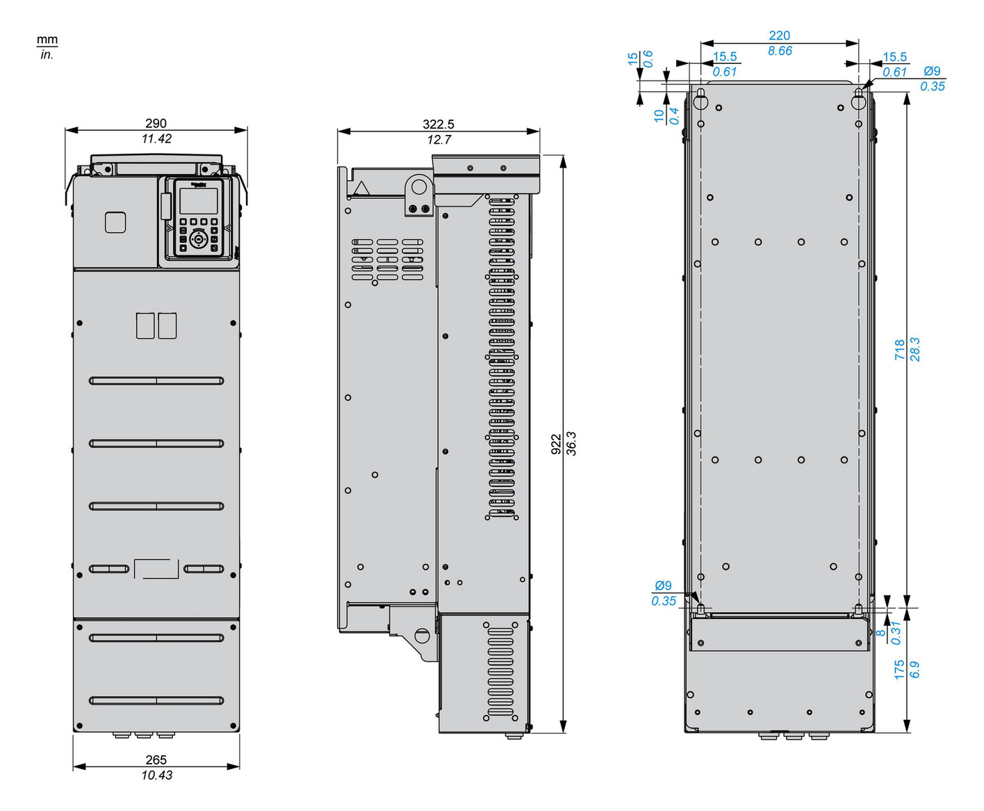 Frequenzumrichter lin=37k ALTIVAR A3ph 200-240V E3ph 500Hz 50/60Hz IP21 5%F