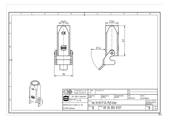 HART HARTING HAN 3 A-KG-11 S 09200030727 