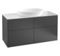 V&B Waschtisch-Unterschrank Wandbeleuchtung Finion 120x60,3cm, Abdeckplatte black matt, White matt lacquer