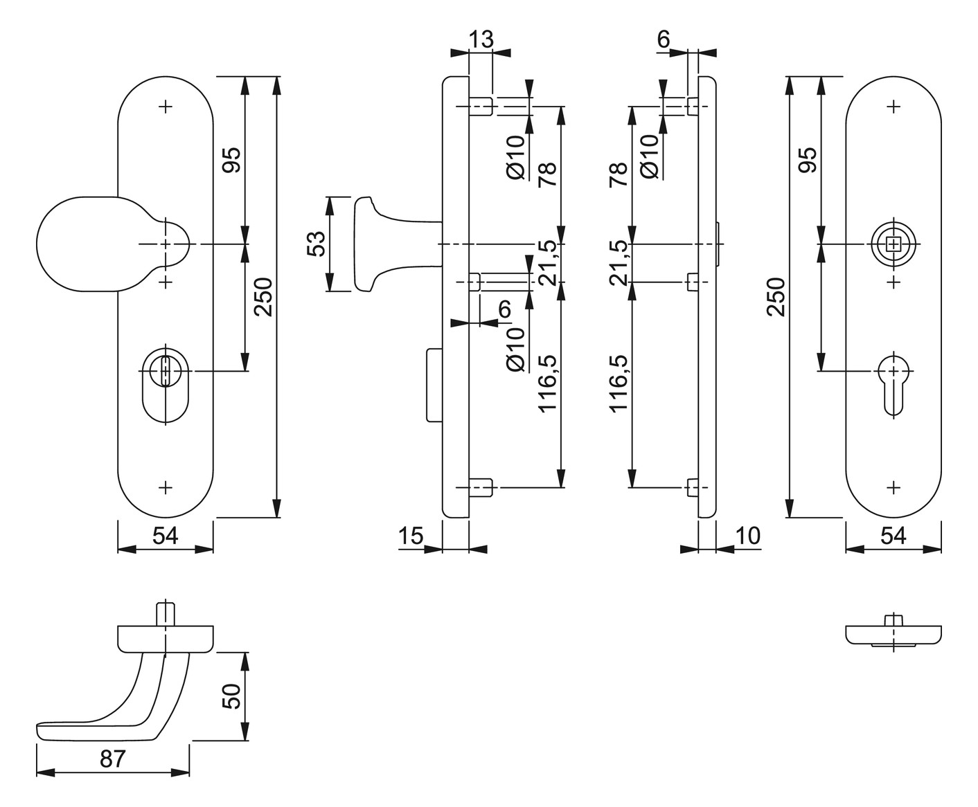 Bild Sicherheits-Wechselgarnitur 86G/3332ZA/3310 LS oval ,15mm,ES1/PZ 92/10/8,F9714M - HOPPE-1
