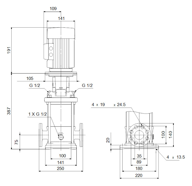 Grundfos Vertikale Kreiselpumpe CRI10-18 A-FGJ-A-E-HQQE 3x400/690 50 HZ Grundfos Vertikale Kreiselpumpe CRI10-18 A-FGJ-A-E-HQQE 3x400/690 50 HZ