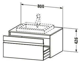 Duravit Waschtisch-Unterschrank Ketho 80 x 55 cm, Eiche schwarz, für Einbauwaschtisch mittig, 1 Auszug, wandhängend