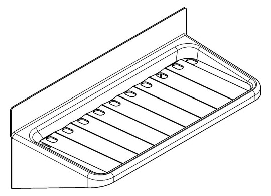 Aquarotter Ablageschale Rodan 195x77x96mm, für Aufputzmontage, Chromnickelstahl seidenmatt