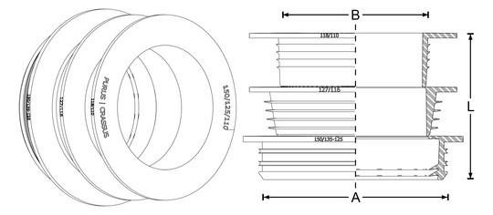 Crassus Kombiadapter CKA 150-125/110 mm, 0,5 bar