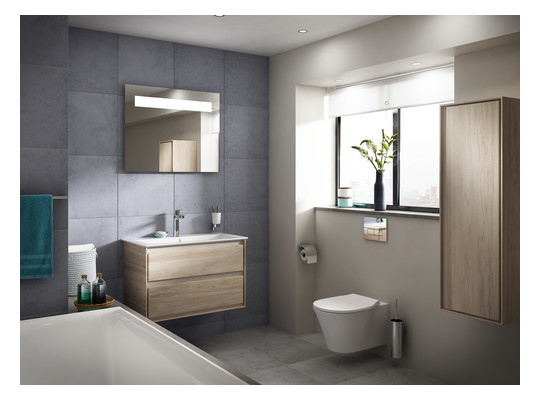 Ideal-Standard Waschtisch-Einhebelmischer Tesi Grande Ausladung 123mm, verchromt, mit Metall-Ablaufgarnitur