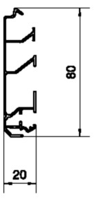 Sockelleistenkanal UT H80mm Kst 2trennw sw hfr