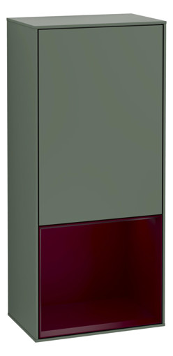 V&B Seitenschrank Wandbeleuchtung Finion 41,8cm, rechts, Regal unten Peony Matt, Olive Matt Lacquer