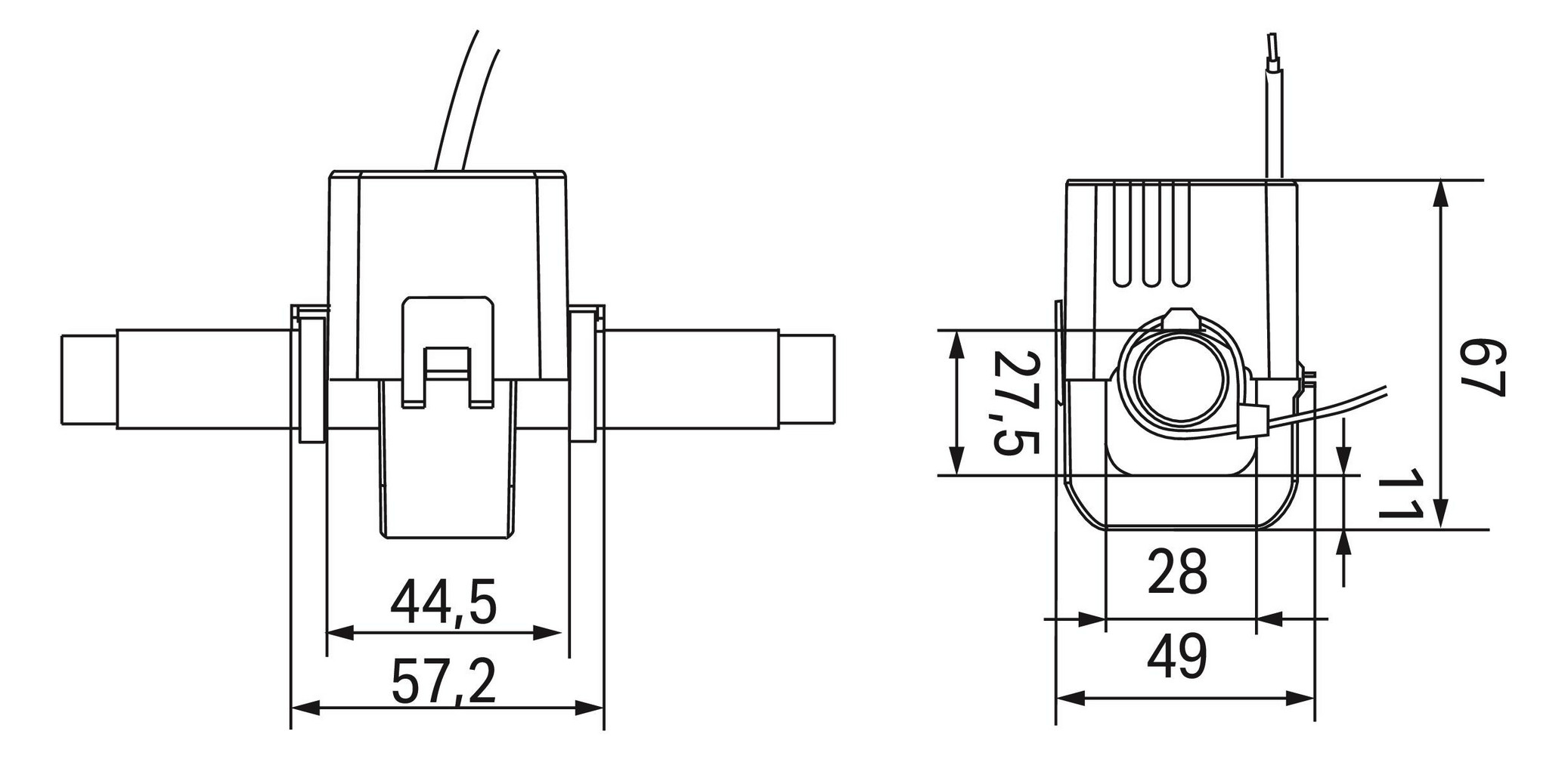 Kabelumbaustromwandler Serie 855 Kl=1 250A/5A 1VA m.Berührungss Schnappbef