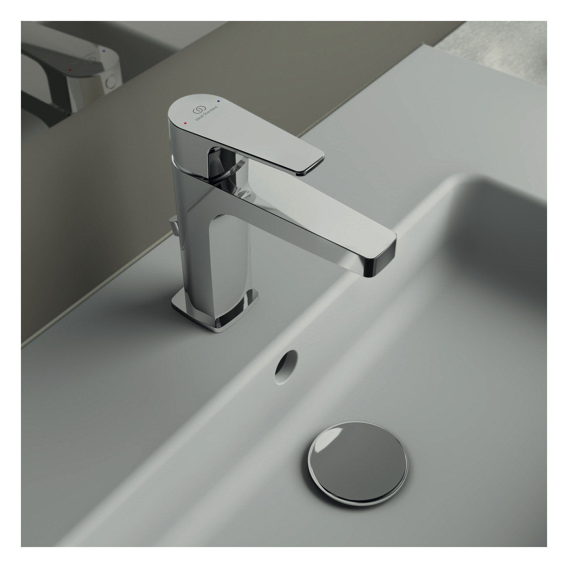 Ideal-Standard Waschtisch-Einhebelmischer Cerafine D Grande mit Metall-Ablaufgarnitur, chrom, Ausladung 120mm