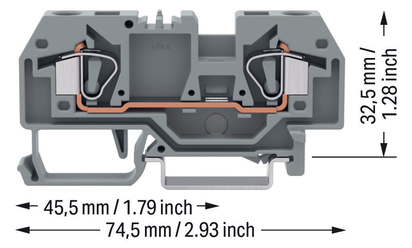 Reihenklemme 0,2-6qmm Serie 282 1Etage 2kl gr 41A Hutschiene TH35