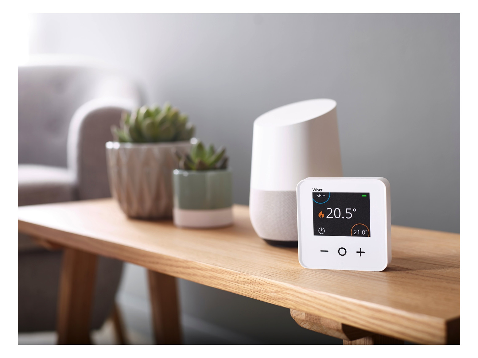 Raumtemperaturregler AP Wiser Funkb ws glz Basis+m.Geh Mit Vor-Ort Bedienung