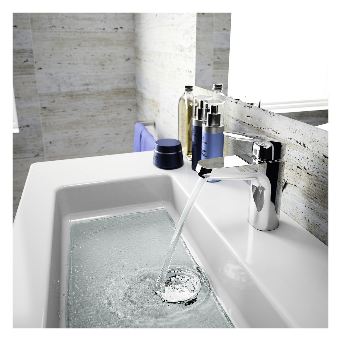 Ideal-Standard Waschtisch-Einhebelmischer CeraFlex Grande mit Ablaufgarnitur, Ausladung 110mm, chrom