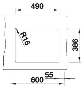 Blanco Becken SUBLINE 500-U Keramik 54,3 x 45,6 cm, PuraPlus kristallweiß glänzend, für Unterbau