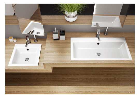 Kaldewei Einbau-Waschtisch PURO 3152, 90 x 46 cm, cool grey 30 Perl-Effekt, mit Überlauf, 1 Hahnloch