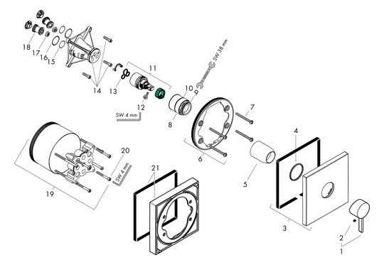 hansgrohe Fertigmontageset Finoris UP-Brause-Einhebelmischer, 1 Verbraucher, mattschwarz