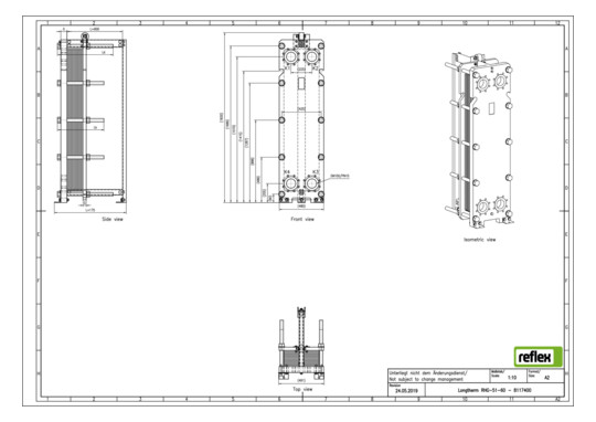 Reflex Wärmetauscher Longtherm RHG-51-60 Plattenzahl 60, geschraubt, Edelstahl