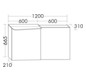 Burgbad Spiegelschrank Badu 120 x 66,5 x 31 cm, Thermo, 2 Türen, horizontale LED-Beleuchtung