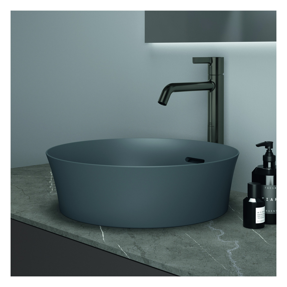 Ideal-Standard Waschtisch-Einhebelmischer Joy Ausladung 170mm, mit verlängertem Sockel, ohne Ablaufgarnitur, magnetic grey