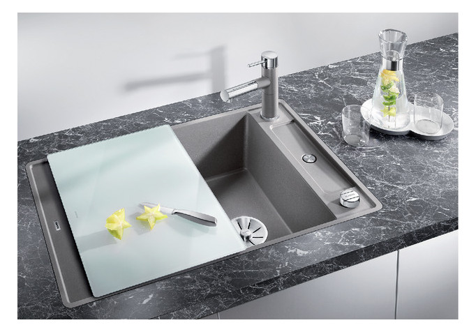 Blanco Spüle Axia III 45 S-F SILGRANIT 77 x 50 cm, felsgrau, reversibel, mit Glasschneidbrett