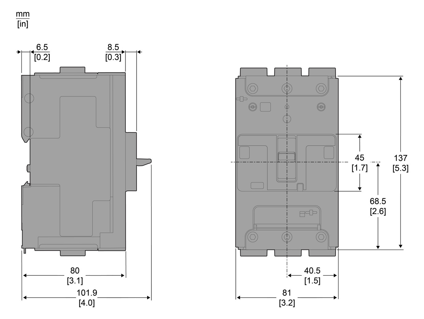 Leistungsschalter 63A 3p 44,1-63A/In IP40 Einb Festeinbau Schraub