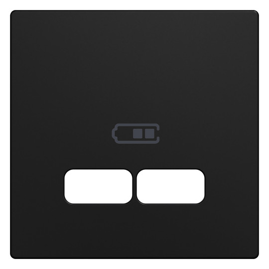 Zentralplatte USB sw einrasten m.Aufdr m.Beschr.Feld