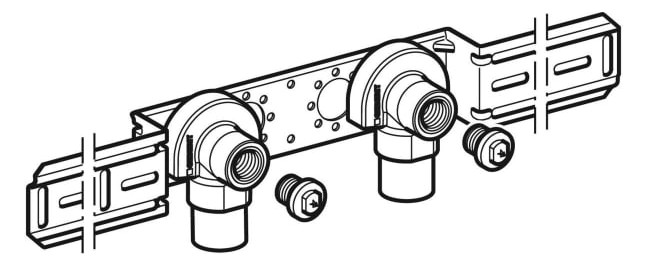 Geberit Anschlusswinkel FlowFit Ø 20 mm x Rp 1/2, AD 10 cm, 90Grad, 2-fach, vormontiert