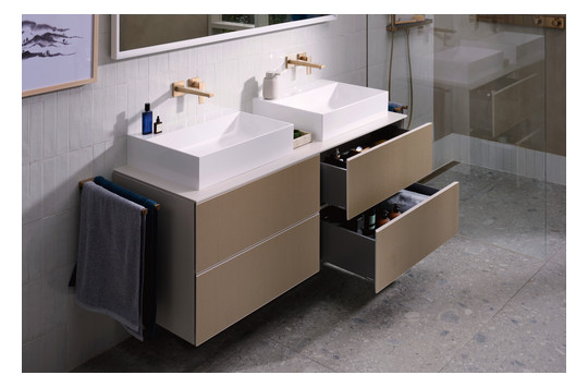 hansgrohe Handtuchhalter AddStoris Länge 445mm, zweiarmig, Wandmontage, Metall, brushed bronze