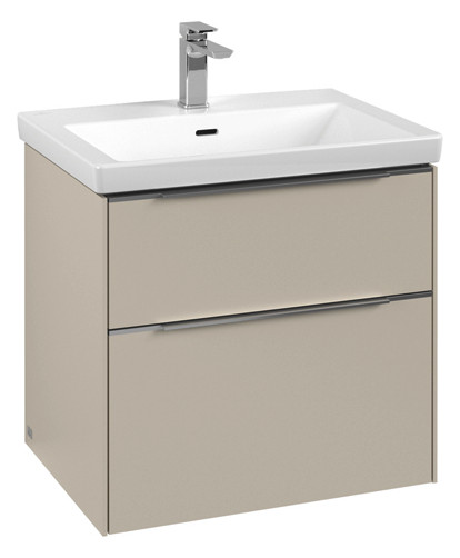 V&B Waschtisch-Unterschrank Subway 3.0 62,2x57,6x47,8cm, mit LED/Griff Aluminium glänzend, cashmere grey