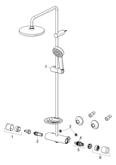 HANSA Duschsystem HANSABASIC mit Thermostat, kürzbar, Regenbrause, 1-strahlig, chrom