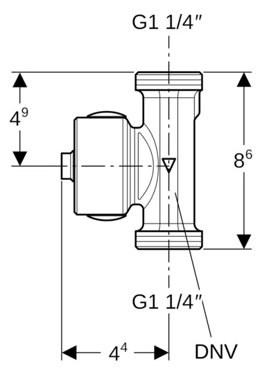 Geberit Temperatur-/Volumenstromsensor DNV 25, 5-85 l/min, G 3/4", Rotguss, für Gebäudeleittechnik