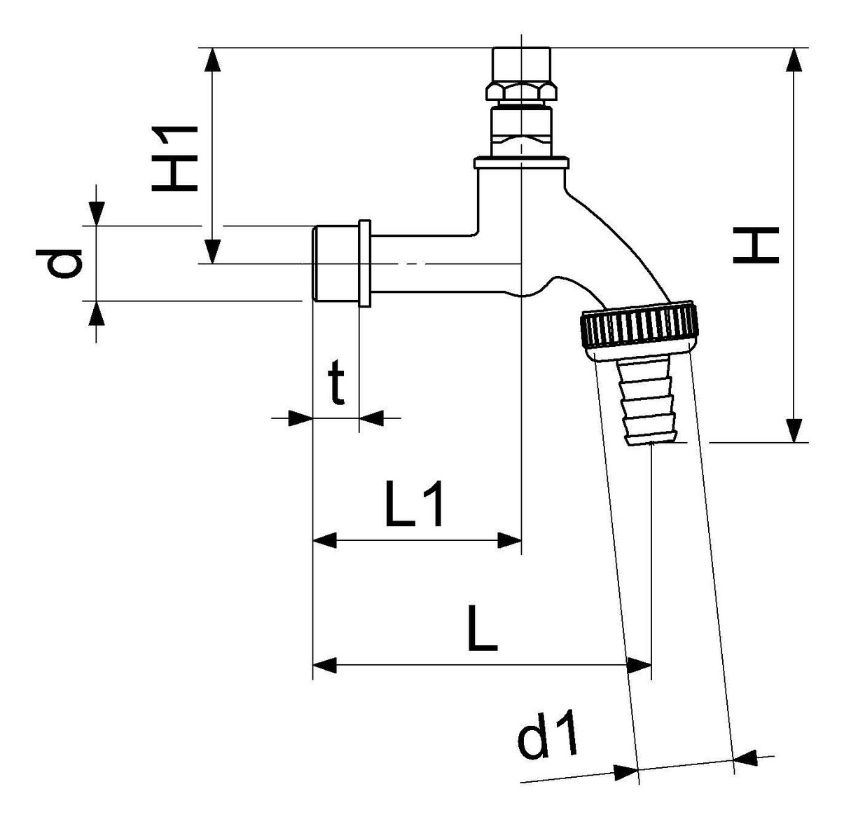 Schlösser Auslaufventil 1733 DN 15, 1/2", mit Schlauchverschraubung, Steckschlüssel-Oberteil, matt verchromt