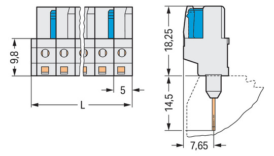 Verbindungsklemme 4p lgr Serie 722 12A Thermopl 5mm Steckanschl