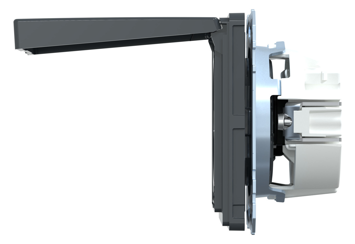 Steckdose 1f anth glz AQUADESIGN UP m.BS Mit erhöhtem Berührungsschutz Klappd