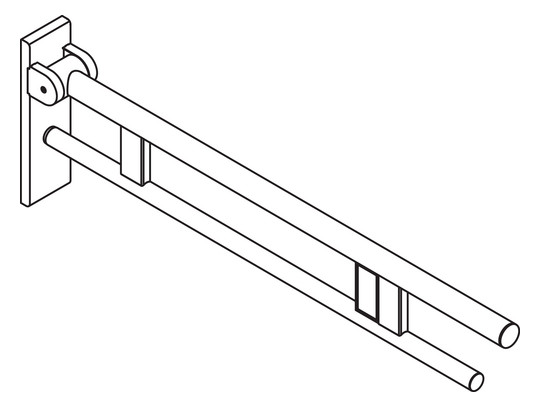 HEWI Stützklappgriff System 900 Ausladung 850 mm, Edelstahl verchromt, rechts, Funk-Spülauslösung