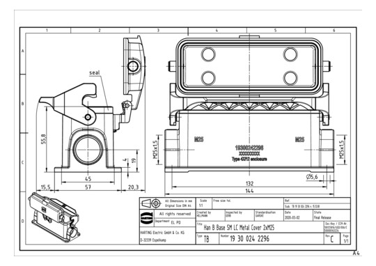 HART Sockelgehäuse M2x25     19300242296 