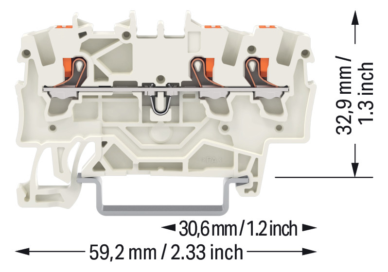 Reihenklemme 0,25-2,5qmm 1Etage 3kl lgr 15A TS35 Hutschiene TH35